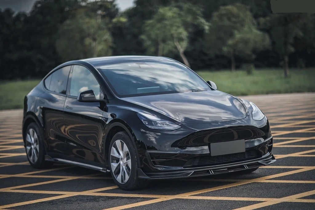 TAKD High Quality Dry Carbon Fiber Car Front Bumper Front Lip Chin for  Model Y 2021-2023 Front Splitter